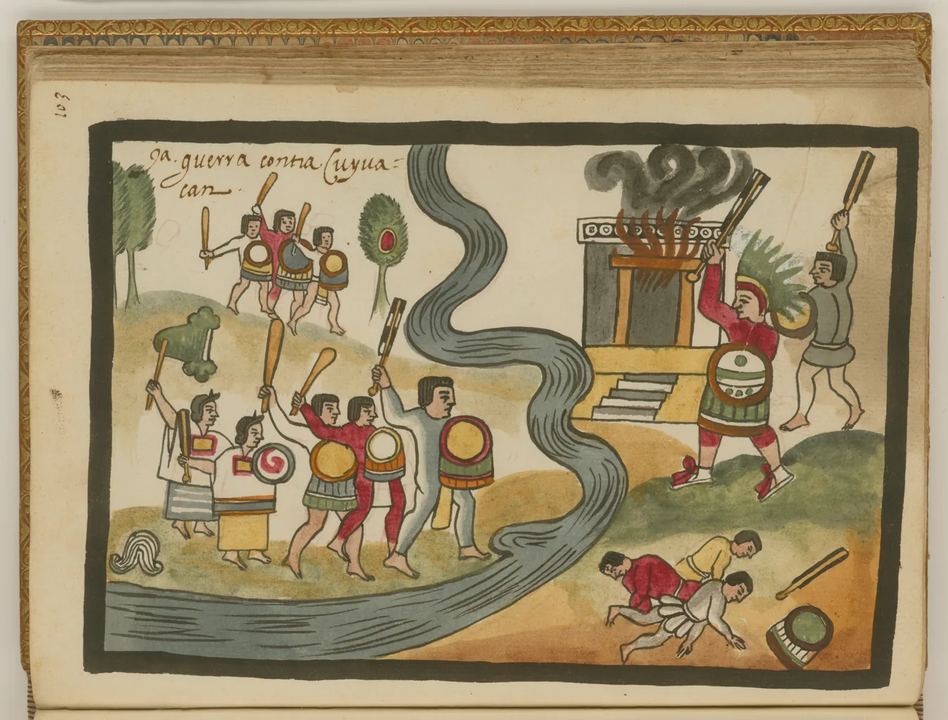 The war against Coyoacan, where Tlacaelel made his name, as painted in the Tovar Codex. No portrait of him survives.